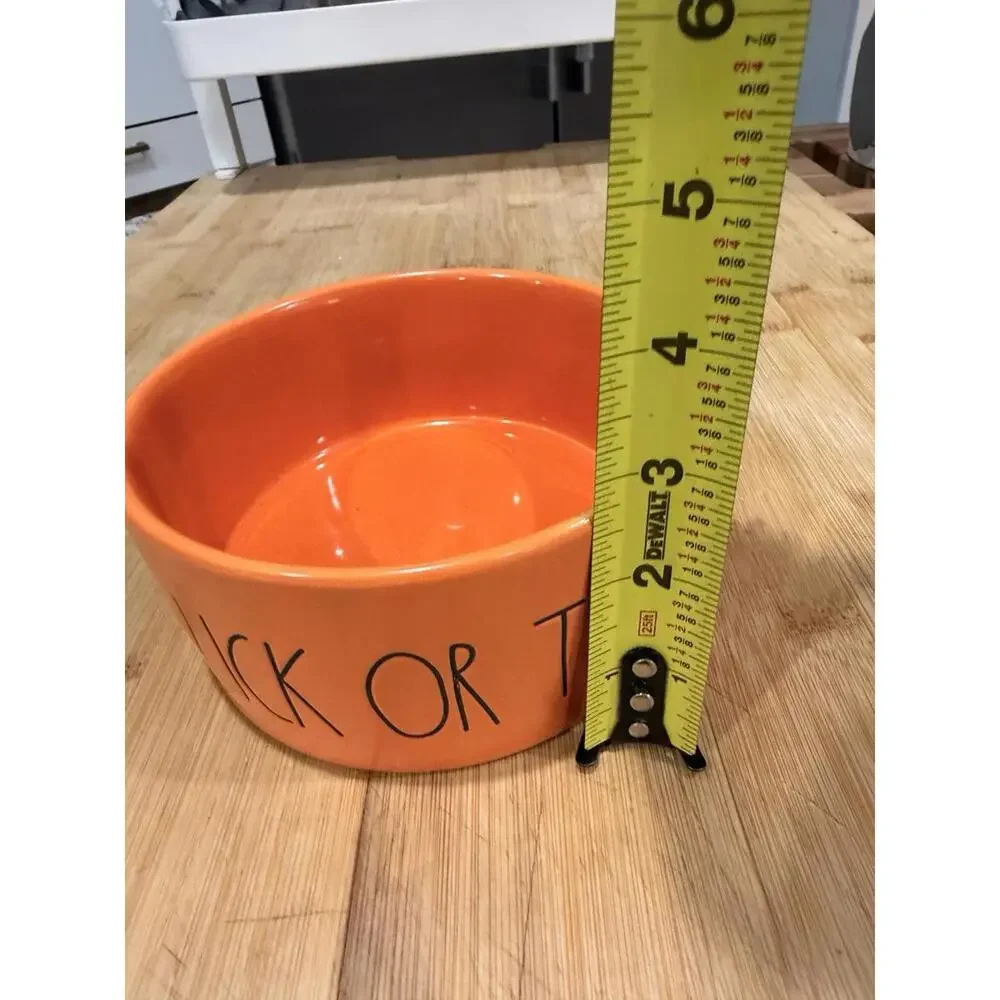 Rae Dunn Halloween CERAMIC PET Bowl LICK OR TREAT 6